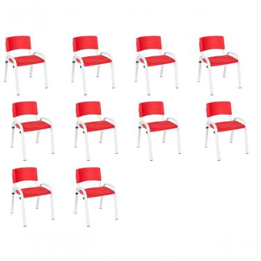 Imagem de Kit 10 Cadeira Iso Infantil Creche, Escola Base Branco Vermelho
