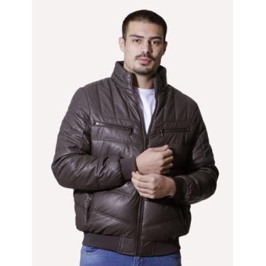 Imagem de Jaqueta Victory Eagle Masculina PU Leather Bomber Grafite Marrom, L/G