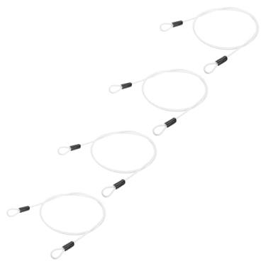 Imagem de PATIKIL Cabo de aço inoxidável revestido de vinil de 3/40.6 cm de diâmetro com laços, 4 peças de corda de fio flexível de 2,1 m (200,7 cm) Cadeado de corrente de segurança para iluminação de palco ao