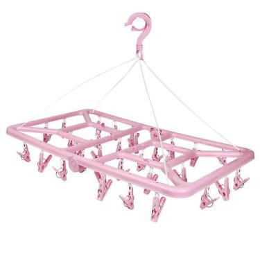Imagem de Mini-varal Retangular Dobrável 32 Prendedores - Rosa - MOR