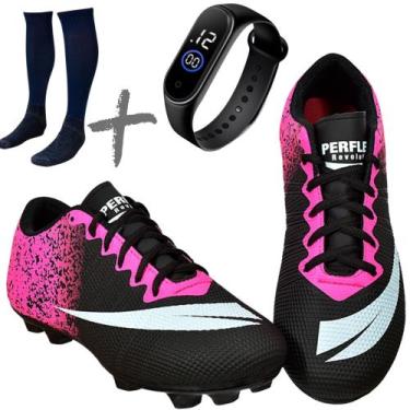 Imagem de Chuteira Campo Adulto Infantil Meião + Relógio - PERFLEX Revolution, P