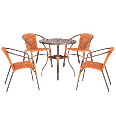 Imagem de 04 Cadeiras Floripa E Mesa Roma 100cm Marrom Trama Original Terra Cota