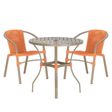 Imagem de 02 Cadeiras Floripa E Mesa Roma 80cm Fendi Trama Original Terra Cota