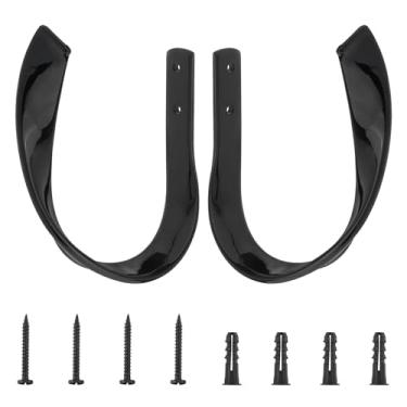 Imagem de HOJLKLD Pacote Com 4 Prendedores De Cortina, Decorativos Parede Em Liga Alumínio Parafusos E Âncoras, Ganchos Janela Ondulados Formato U Para Decoração Casa (4, Preto)