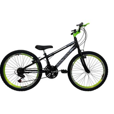 Imagem de Bicicleta Infantil Passeio Aro 24 Marcha 18v Masculina Preto/Verde Neon