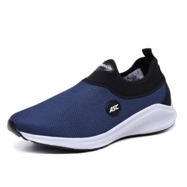 Imagem de Tenis Masculino Esportivo Calce Facil Leve Flexivel Confortavel Caminhada Academia Tamanho:34;Cor:Azul;Gênero:Masculino;Departamento BS:Esporte