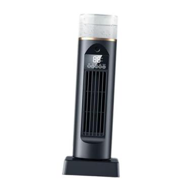 Imagem de IEUDNS Ventilador de torre para quarto com 6 velocidades de vento ajustáveis, silencioso, recarregável por USB, com controle de toque, ventilador de mesa, Preto