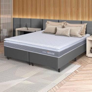 Imagem de Conjunto Box Cinza Durban Cinza Espuma D28 King 193x203x57 - King House