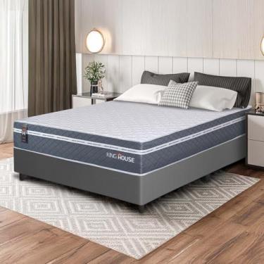 Imagem de Conjunto Box Cinza Cairo Cinza Molas Ensacadas Casal 138x188x64 - King House