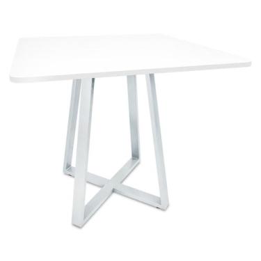 Imagem de Mesa De Jantar Para Cozinha Em aço Estilo Industrial Gizé Tampo Quadra