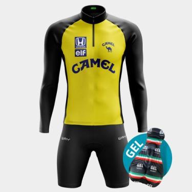 Imagem de Conjunto de Ciclismo Bermuda de Forro Gel Bolsos Laterais e Camisa Man