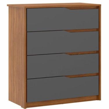 Imagem de Cômoda Aria 4 Gavetas Amêndola-grafito - DEMARTÊZ MOBÍLIA, Amêndola e 