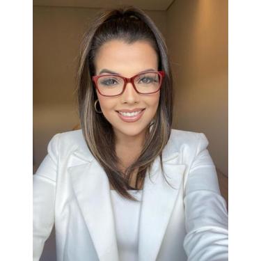 Imagem de Armação Óculos Receituário Grau Feminina Retangular Betina  Óculos Sun