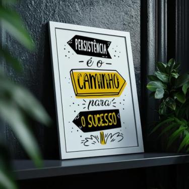 Imagem de Quadro Decorativo Persistência Sucesso Com Moldura | Placa Decorativa Frase Motivacional Caminho Sucesso