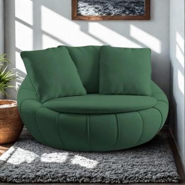 Imagem de Poltrona Giratória Madeira Escritório Sala Quarto Almofadas Luxo Refor