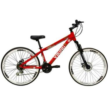 Imagem de Bicicleta Aro 26 Vikingx Tuff Vermelha 21v Alumínio Freio a Disco Aros