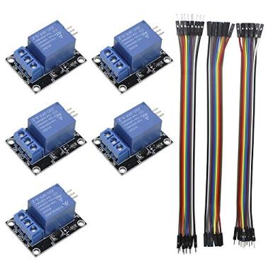 Imagem de Módulo de relé KeeYees de 2 canais CC 5 V com placa de expansão Optoacoplador de baixo nível para Arduino Raspberry Pi PIC AVR DSP ARM + 3 peças 20 cm 10 pinos fêmea macho Dupont Jumper, 5pcs 1 Channel 5V Relay