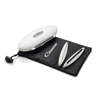 Imagem de GLEENER Barbeador de tecido compacto sem bateria e removedor de fiapos | Barbeador de roupas portátil ajustável em movimento, depilador de suéter para estofados, caxemira, lã, roupas de cama (branco