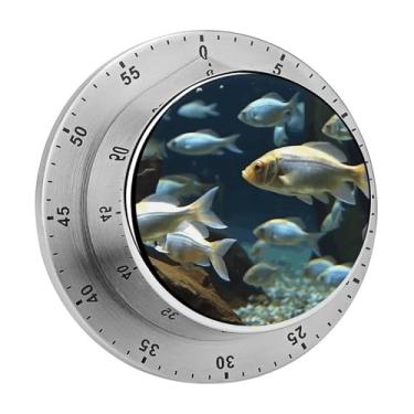 Imagem de Cronômetro magnético de aço inoxidável para natação, peixe, cozinha, cronômetro, relógio mecânico com alarme para cozinhar em casa