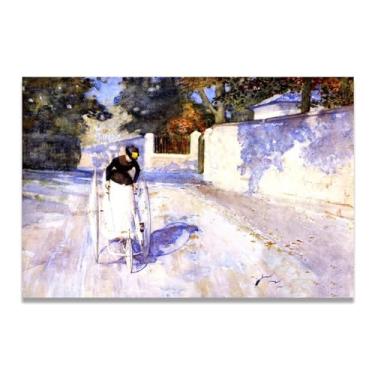 Imagem de Woman On A Safty Tricycle John Lavery Iconic Realist Portrait & War Scene Canvas Art – Decoração de parede irlandesa atemporal para casa 39,9 x 59,9 cm Un Framed
