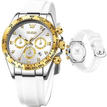 Imagem de OLEVS Relógios femininos pequenos de diamante de luxo - pulseira de aço inoxidável, vestido de negócios à prova d'água, analógico, luminoso, relógios femininos, relógio feminino branco e dourado