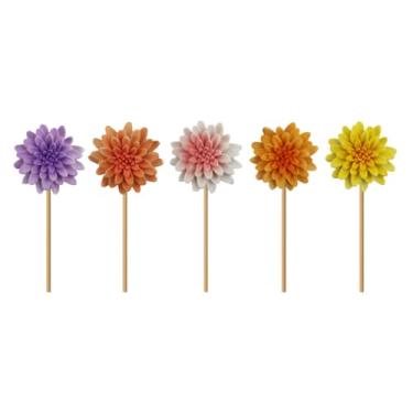 Imagem de Ioensy 5x Flores Artificiais para Exteriores Plantas Falsas Vaso de Flores de Resina Decorações para Interior Exterior Cesta Pendurada Quintal Decoração de, Crisântemo