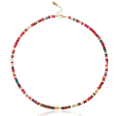 Imagem de Colares de contas coloridas para mulheres, colar gargantilha de pedra natural de aço inoxidável com pedras preciosas, colares boêmios, joias de praia para mulheres, presente para meninas, amigas