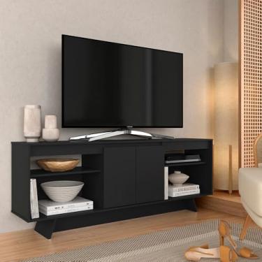 Imagem de Rack 1,60m 55 Polegadas Tulum Preto - Móveis Arapongas Preto Fosco