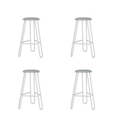 Imagem de Conjunto 4 Banquetas Altas Ginger com Estrutura Branca - Metalig