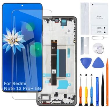 Imagem de Tela de exibição para Xiaomi Redmi Note 13 Pro+ 5G TFT 23090RA98C 23090RA98G 23090RA98I Kit de montagem de tela LCD (preto com moldura, sem impressão digital, tela não curvada)