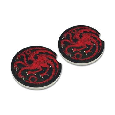 Imagem de Elektroplate Porta-copos automotivos de cerâmica Targaryen da Game of Thrones House oficialmente licenciado (6,5 cm de diâmetro) | Ajuste universal para carros, caminhões, SUVs e mais | Absorvente
