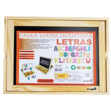 Imagem de Caixa Lousa Imantada Letras Brinquedo Infantil em Madeira - BrinqMutti
