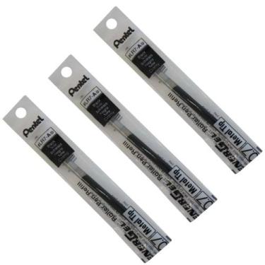 Imagem de Refil caneta energel lr7-a 0.7 preta kit com 3 cargas pentel