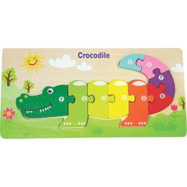 Imagem de QUEBRA-CABEÇA Madeira Crocodilo 1 Base com 9 Peças em MDF 3D - Toy MIX