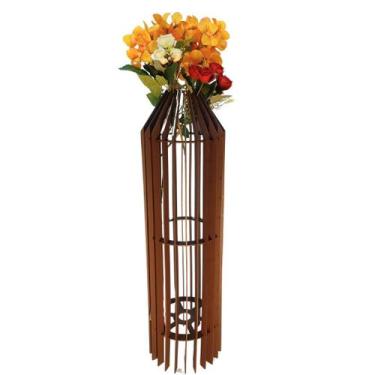 Imagem de Vaso de Chão Decorativo Grande MDF PENEDO - LENOBRE, Marrom, 60x20cm