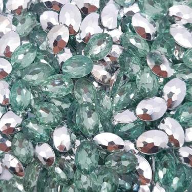 Imagem de Colagem Oval Strass Acrílico Verde Transparente 10x14mm 100pçs 35g - M