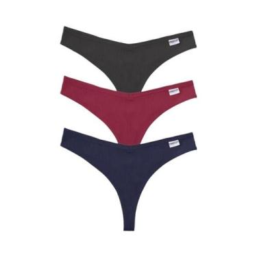 Imagem de Conjunto De 3 Peças De Tangas Femininas Sexy De Algodão Com Cintura Em