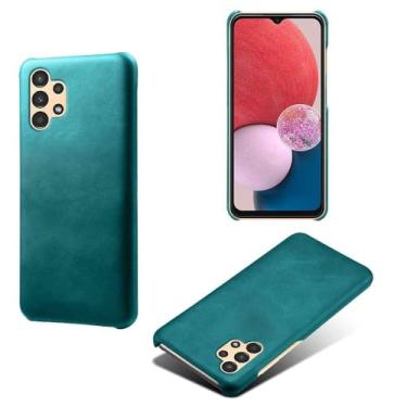 Imagem de Capa para Samsung Galaxy A13 4G,Proteção contra quedas,Casca de volta de cor sólida simples,Design de couro de imitação de plástico-Green