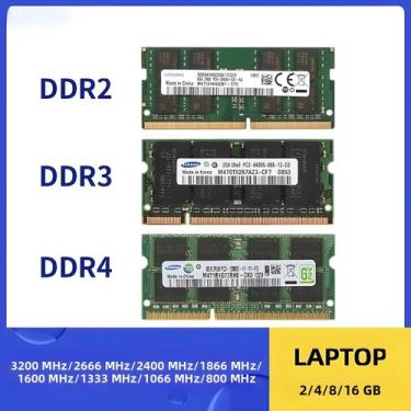 Imagem de Memória RAM Para Laptop SAMSUNG 16GB 8GB 4GB 2GB DDR4 DDR3 DDR2 3200 2