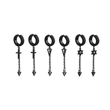 Imagem de Conjunto de brincos de argola com pingente de borla, não perfurados, masculinos, mulheres, cruzes, brincos para formatura, Páscoa, Natal, Aço inoxidável Metal, aço inoxidável