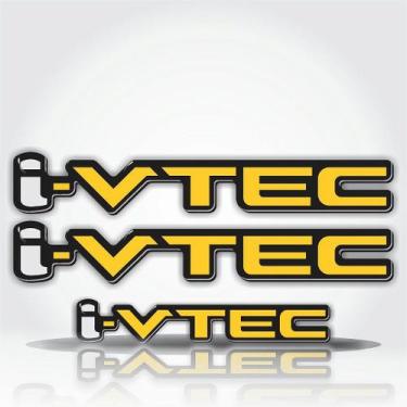 Imagem de Emblema Adesivo Resinado Honda Civic I Vtec Par - Cromo Sign