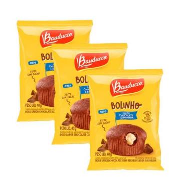 Imagem de Kit 3 Bolinho Bauducco Sabor Chocolate com Recheio de Baunilha 40g