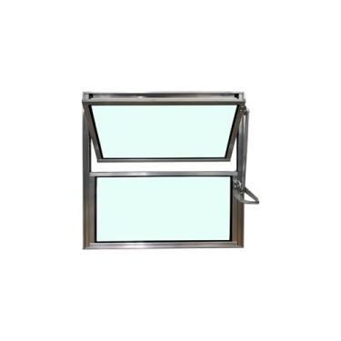 Imagem de Vitrô Basculante 1 Seção 40x40 Linha Esmeralda – Alumínio Brilhante, Vidro Liso 3mm – Lumineziri Esquadrias