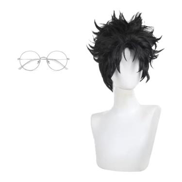 Imagem de abouder Peruca Okarun com óculos preta cosplay peruca curta anime Ken Takakura Okarun peruca para festa Halloween Natal