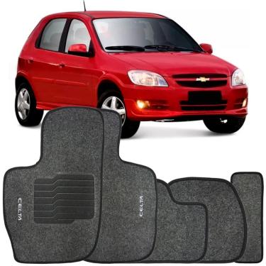 Imagem de Jogo de Tapete Automotivo Carpete Chevrolet Gm Celta 2002 à 2018 Soft Logo Bordado 5 Peças