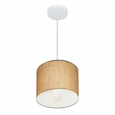 Imagem de Lustre Pendente Cilíndrico Md-4046 Cúpula Em Tecido 18x18cm Palha - Bivolt