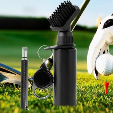 Imagem de LCZNXJJY Escova de limpeza de taco de golfe, escova profissional de taco de golfe com ferramenta de afiador de ranhura de clube, escova de água de golfe com tubo de reservatório antivazamento