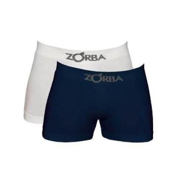 Imagem de Kit com 2 Cuecas Boxer Branco/Marinho Zorba 781 Algodão, M