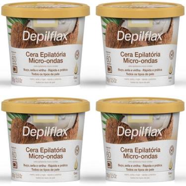 Imagem de Kit 4 Cera Depilatória Micro-Ondas Depilflax Coco 100g