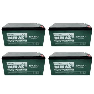 Imagem de KIT 04 Baterias Estacionarias Duran 16V 25AH VRLA-AGM 6-DZM-20 Bike El